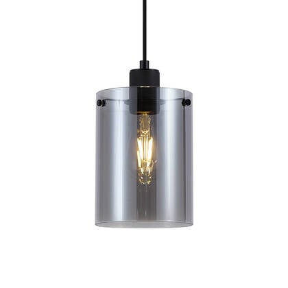 QAZQA Design hanglamp zwart met smoke glas - Domo