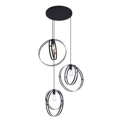 QAZQA Design hanglamp zwart rond 3-lichts - Indu