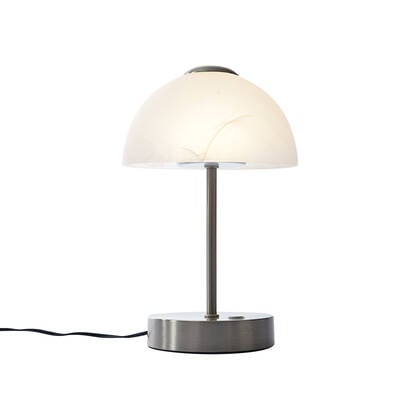 QAZQA Design tafellamp staal met opaal glas incl. LED dimbaar - Joya