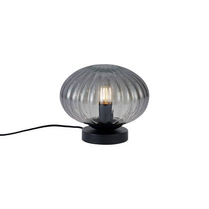 QAZQA Design tafellamp zwart met smoke glas - Mochi