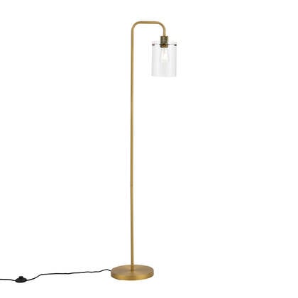 QAZQA Design vloerlamp brons met helder glas - Domo