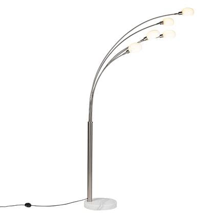 QAZQA Design vloerlamp staal 5-lichts - Sixties Marmo