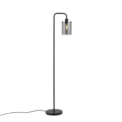 QAZQA Design vloerlamp zwart met smoke glas - Domo