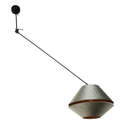 QAZQA Hanglamp zwart met dubbele velours lampenkap groen met gouden