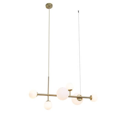 QAZQA Hotel Chique hanglamp goud met opaal wit glas 6-lichts - Monaco