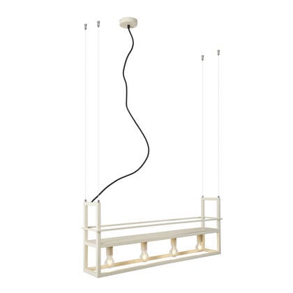 QAZQA Industriële hanglamp beige 4-lichts - Cage Rack