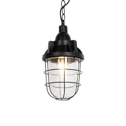 QAZQA Industriële hanglamp zwart met glas - Cabin
