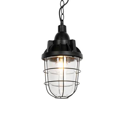 QAZQA Industriële hanglamp zwart met glas - Cabin