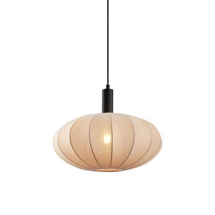 QAZQA Japandi hanglamp zwart met bruine stoffen kap - Bida