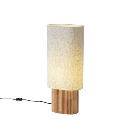 QAZQA Japandi vloerlamp hout met linnen kap 70cm - Lamel