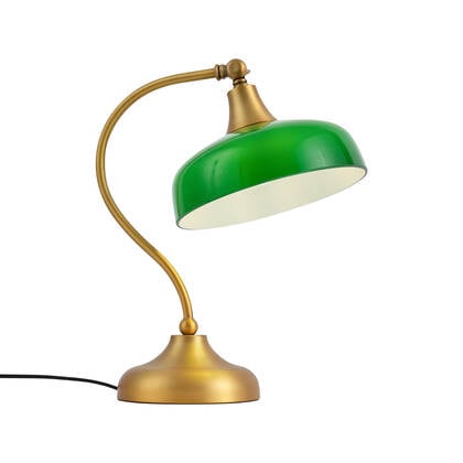 QAZQA Klassieke tafellamp brons met groen opaal glas - Clerk