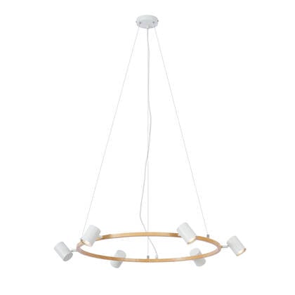 QAZQA Moderne hanglamp hout print met wit 6-lichts - Jeana Circle