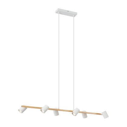 QAZQA Moderne hanglamp hout print met wit 6-lichts - Jeana Straight