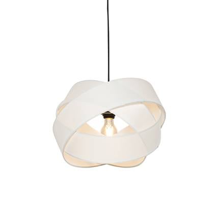 QAZQA Moderne hanglamp wit met zwart - Cloth