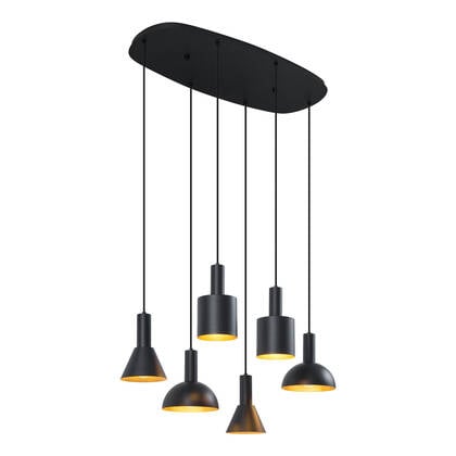 QAZQA Moderne hanglamp zwart 6-lichts - Biles