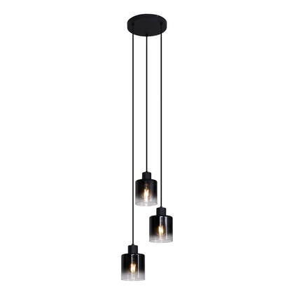 QAZQA Moderne hanglamp zwart met smoke glas 3-lichts - Dame