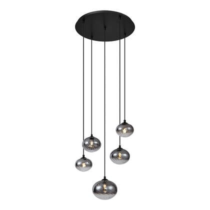 QAZQA Moderne hanglamp zwart met smoke glas - Jia
