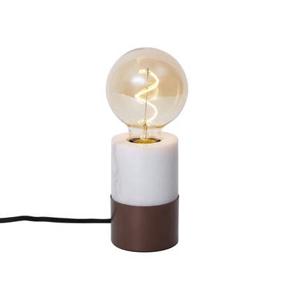 QAZQA Moderne tafellamp brons met wit marmer - Marissa