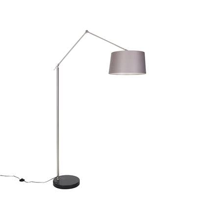QAZQA Moderne vloerlamp staal met kap donkergrijs 45 cm - Editor