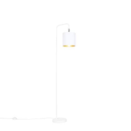 QAZQA Moderne vloerlamp wit met goud - Lofty