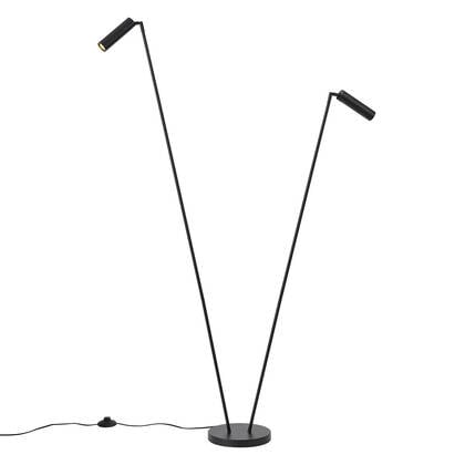 QAZQA Moderne vloerlamp zwart 2-lichts GU10 35mm - Thomas