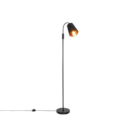 QAZQA Moderne vloerlamp zwart met goud - Carmen