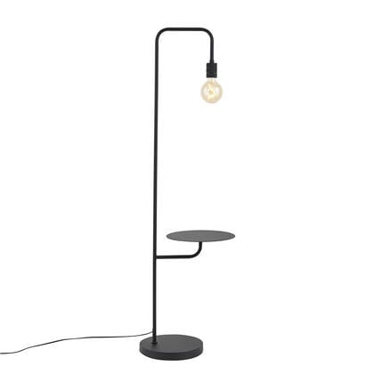 QAZQA Moderne vloerlamp zwart met ronde tafel - Ostrich