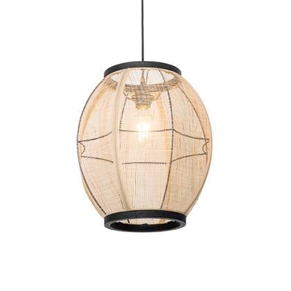 QAZQA Oosterse hanglamp bruin stof 35 cm - Rob