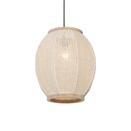 QAZQA Oosterse hanglamp naturel stof 35 cm - Rob