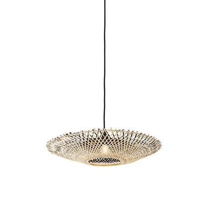 QAZQA Oosterse hanglamp zwart met bamboe 50cm - Rina