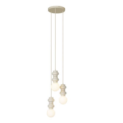 QAZQA Retro hanglamp beige met mat glas 3-lichts - Fedde