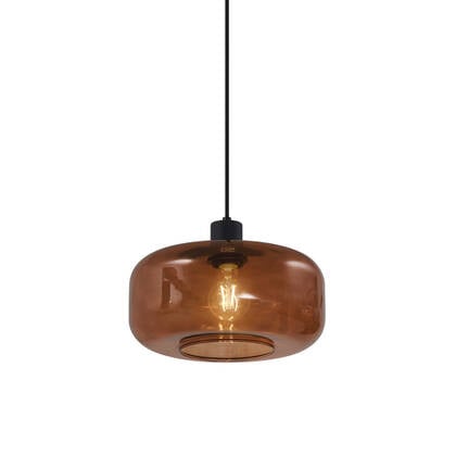 QAZQA Retro hanglamp zwart met brons glas - Bizle