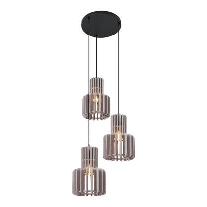 QAZQA Retro hanglamp zwart met taupe 3-lichts - Felt