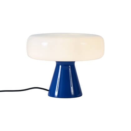 QAZQA Retro tafellamp blauw met wit - Knop