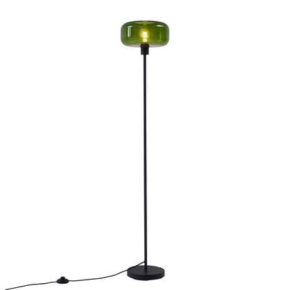 QAZQA Retro vloerlamp zwart met groen glas - Bizle