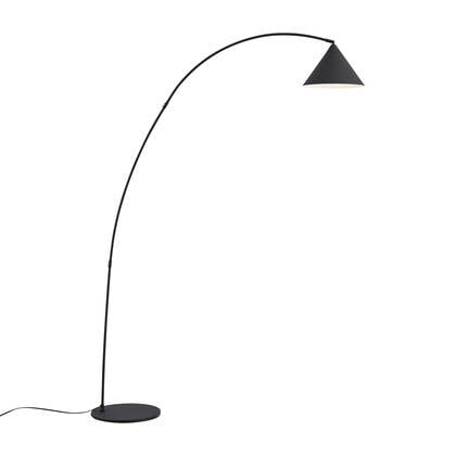 QAZQA Retro vloerlamp zwart met witte binnenkant - Triangolo