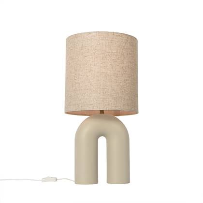 QAZQA Scandinavische tafellamp beige met linnen kap beige - Lotti