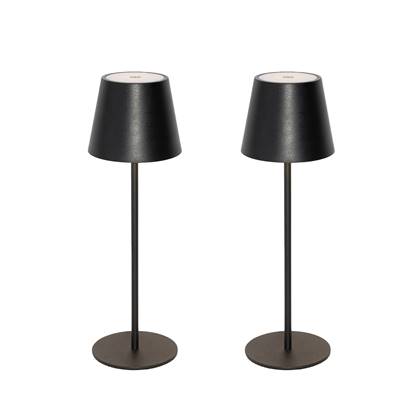 QAZQA Set van 2 tafellampen zwart met dimmer en oplaadbaar - Murdock