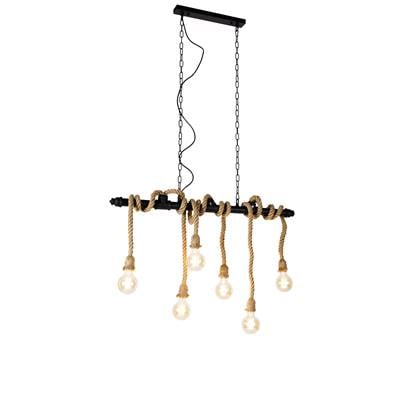 QAZQA Smart hanglamp zwart 6-lichts incl. Wifi G95 - Plural