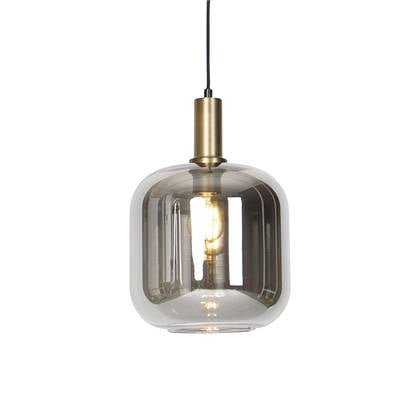 QAZQA Smart hanglamp zwart met goud en smoke glas incl. Wifi A60 -