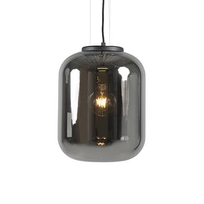 QAZQA Smart hanglamp zwart met smoke glas incl. WiFi A60 - Bliss