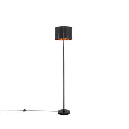 QAZQA Smart vloerlamp zwart met goud rond incl. Wifi. A60 - VT