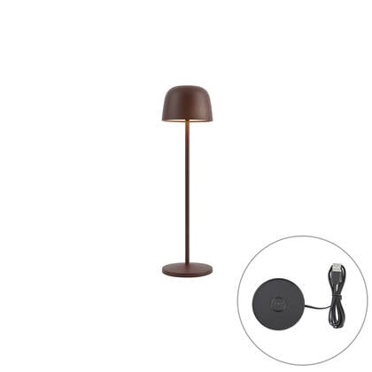 QAZQA Tafellamp roestbruin incl. LED oplaadbaar met laadstation IP65