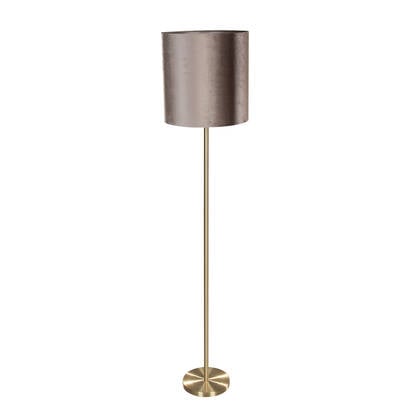 QAZQA Vloerlamp messing met velours kap taupe 40cm - Simplo