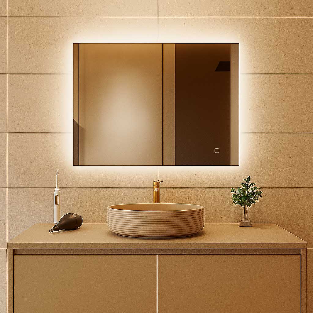 Badkamerspiegel Rechthoek Quatro 80x60CM | LED | Verwarming | Dimbaar - Afbeelding 2