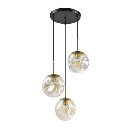 QUVIO Hanglamp eettafel - 3 lichtspunten - Glazen bollen - Metaal