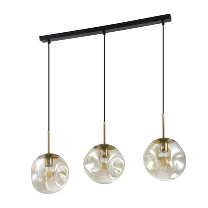 QUVIO Hanglamp eettafel - 3 lichtspunten - Glazen bollen - Metaal