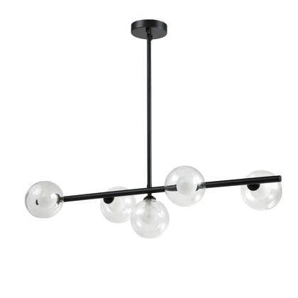 QUVIO Hanglamp met glazen bollen - Metaal - Glas - Zwart
