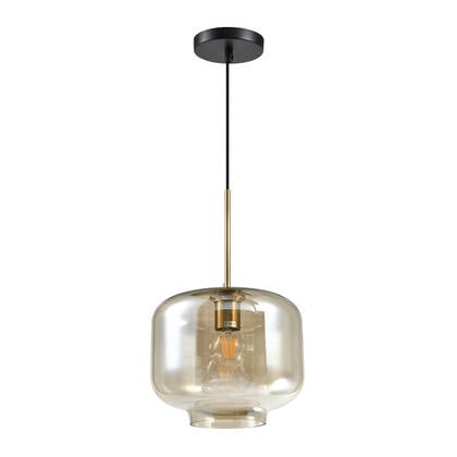 QUVIO Hanglamp met glazen kap - Metaal - Glas - Amber