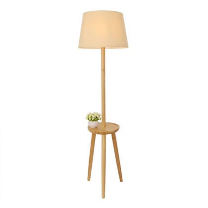 QUVIO Staande vloerlamp - Met plankje - Hout